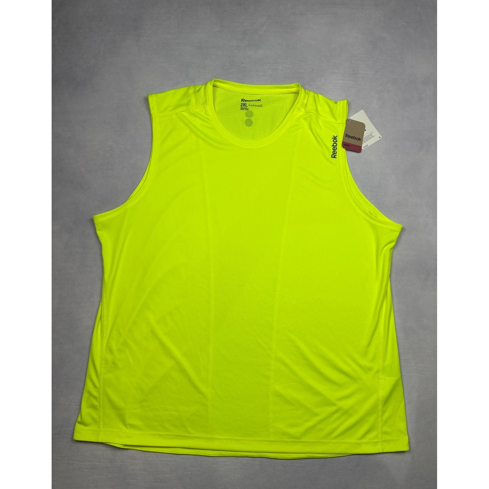 Reebok‎ Mens PlayDry Running Tank Top Neon Yellow Mesh Back 2XL New With Tags